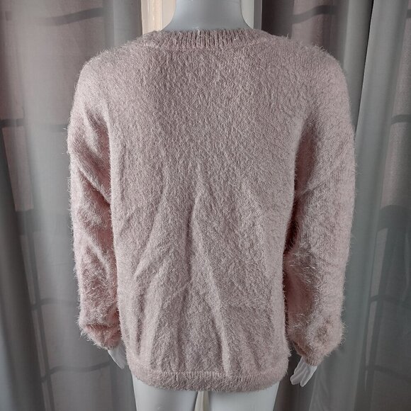 Holiday Time Pink, Shaggy, Reindeer Themed, Holiday Sweater Size L (12-14) - Picture 4 of 12